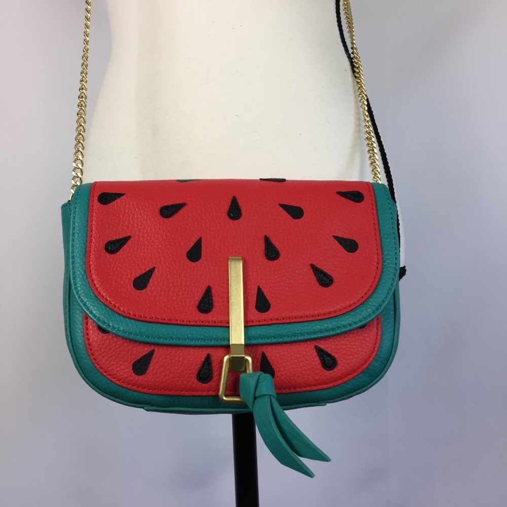 RARE Vera Bradley Leather Watermelon Slice Mini Saddle Handbag Crossbody